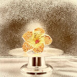 Gold and Orange Crystal Flower Clip